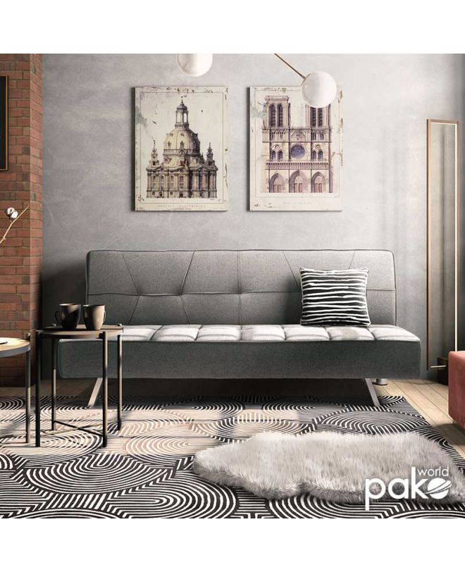 Καναπές-κρεβάτι Travis  3θέσιος ύφασμα γκρι 175x83x74εκ