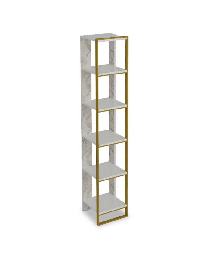 Βιβλιοθήκη Marble  χρώμα λευκό μαρμάρου-χρυσό 32x31,5x178,5εκ
