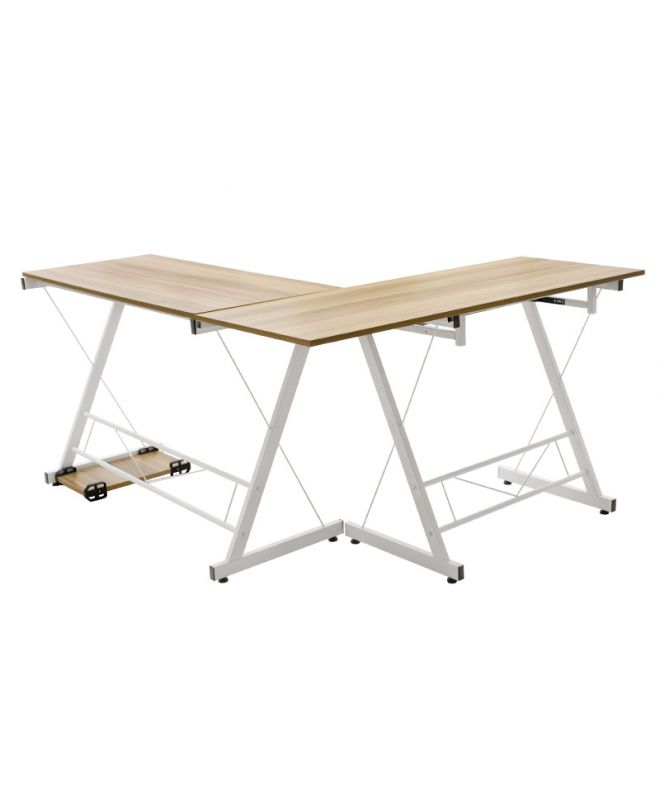 Γραφείο γωνιακό Levi -MDF χρώμα oak-λευκό 158x120x73εκ