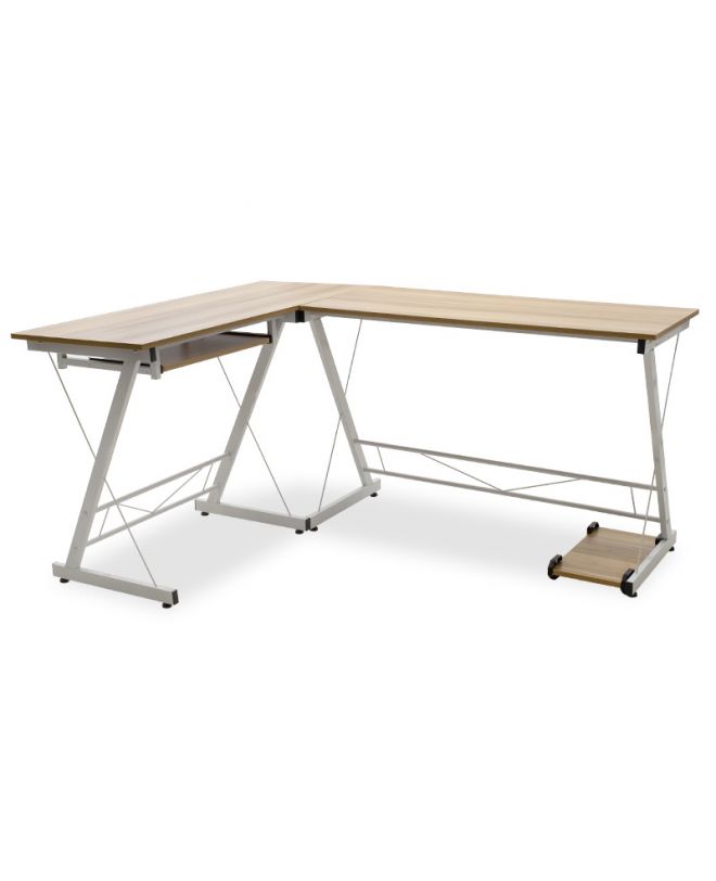 Γραφείο γωνιακό Levi -MDF χρώμα oak-λευκό 158x120x73εκ