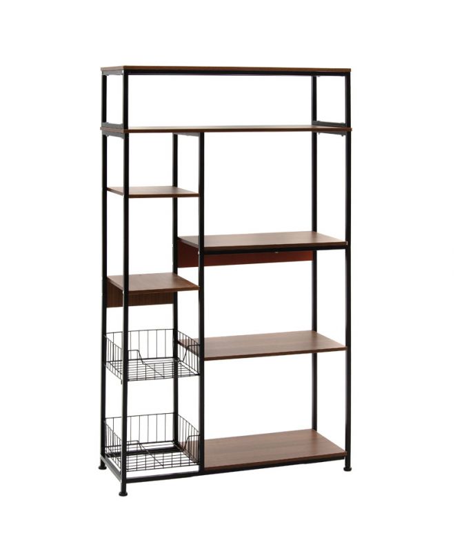 Ραφιέρα επιδαπέδια Leena  μέταλλο dark oak-μαύρο 80x30x142εκ