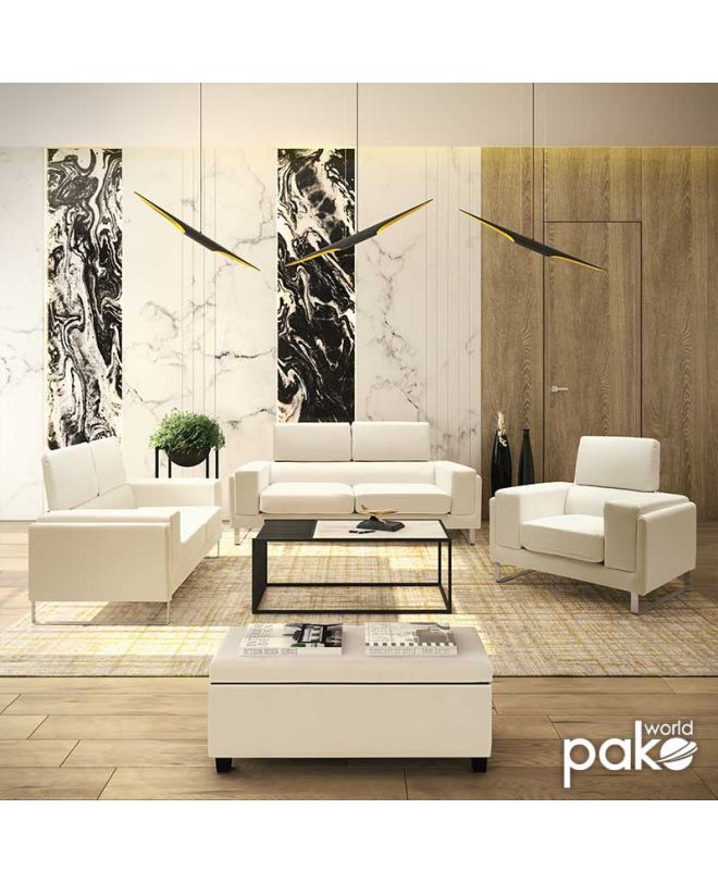 Καναπές Shea  3θέσιος PU ivory-inox 198x80x87εκ