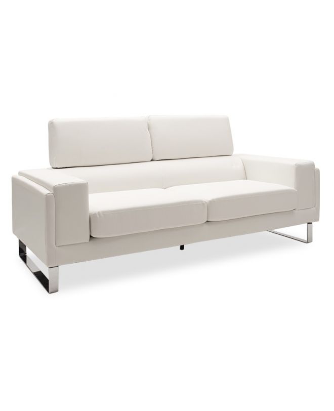 Καναπές Shea  3θέσιος PU ivory-inox 198x80x87εκ