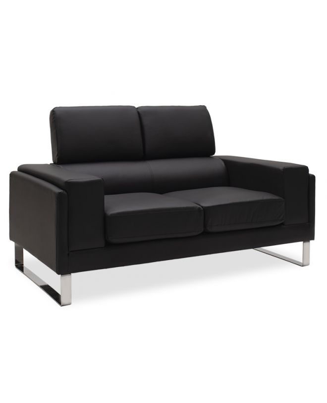 Καναπές Shea  2θέσιος pu μαύρο-inox 158x80x87εκ