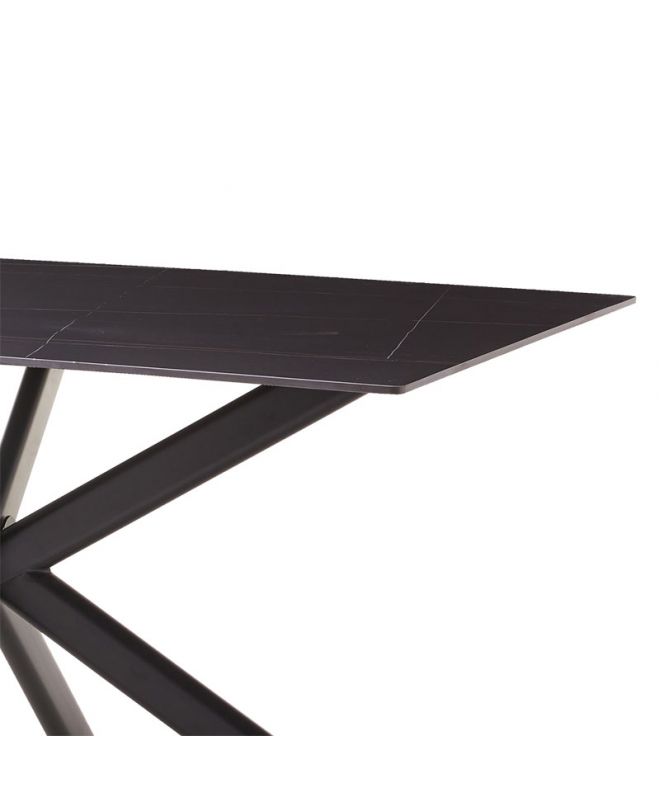 Τραπέζι Bethan  sintered stone γκρι cement-μαύρο 180x90x75εκ