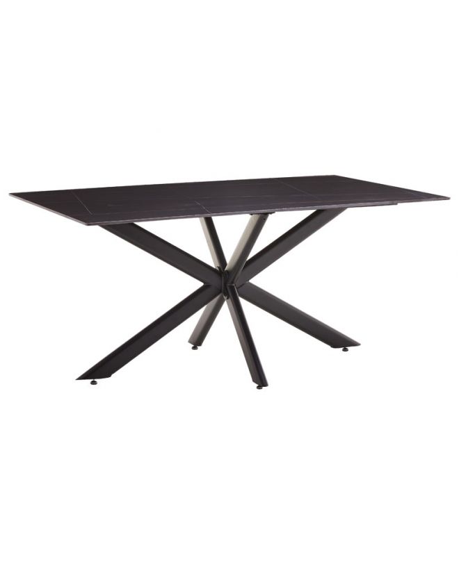 Τραπέζι Bethan  sintered stone γκρι cement-μαύρο 180x90x75εκ