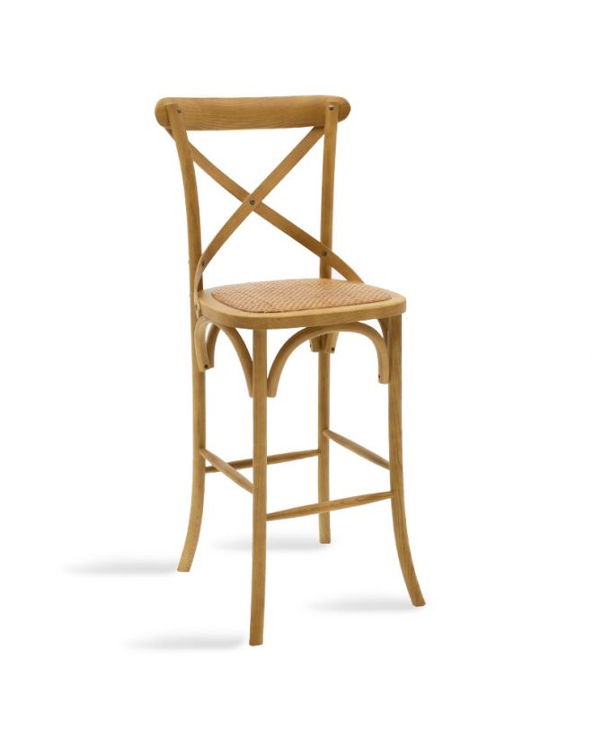 Σκαμπό μπαρ Reid  ξύλο sonoma-έδρα καφέ rattan