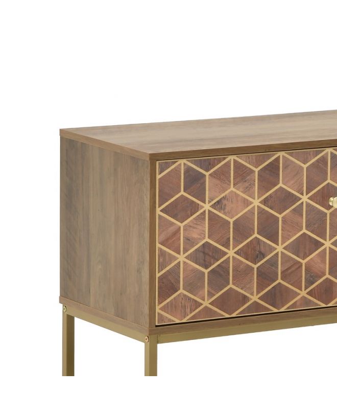 Έπιπλο τηλεόρασης Brilo Inart καφέ-χρυσό ξύλο 145x39x55εκ