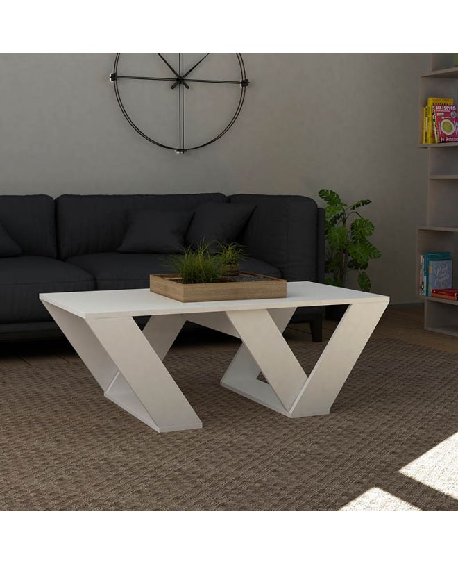 Τραπέζι σαλονιού PIPRA  σε χρώμα λευκό 110x60x40