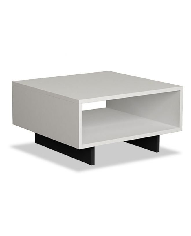 Τραπέζι σαλονιού Hola  antique λευκό-ανθρακί 60x60x32εκ