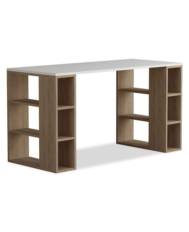 Γραφείο Colmar  χρώμα λευκό -σκούρο φυσικό 140x60x75εκ