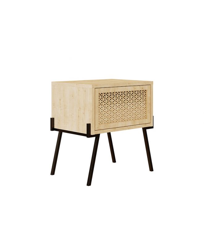 Κομοδίνο Hamer  μαύρο-φυσικό 48x34x51εκ