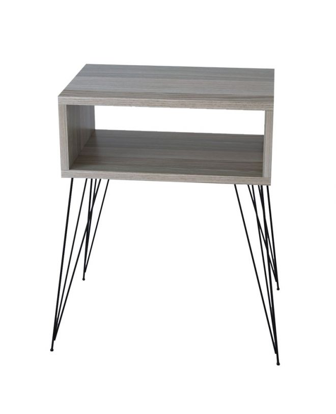 Κομοδίνο Naida  γκρι-μπεζ-μαύρο 45x30x59εκ
