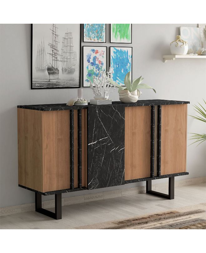 Μπουφές Amanda  καρυδί-μαύρο 160x40x78.5εκ