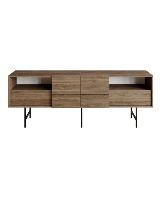 Μπουφές Kevan  καρυδί-μαύρο πόδι 180x35x65εκ