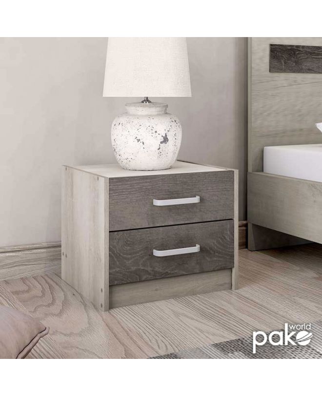 Κομοδίνο OLYMPUS  με 2 συρτάρια χρώμα castillo-toro 47,5x40,5x40,5εκ
