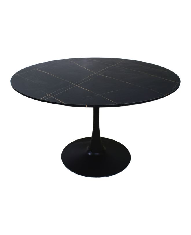 Τραπέζι Balou I  MDF μαύρο μαρμάρου Φ120x75εκ