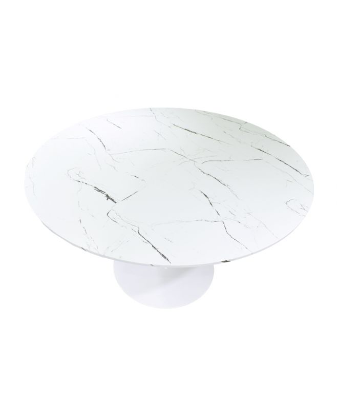 Τραπέζι Balou I  MDF λευκό μαρμάρου Φ120x75εκ