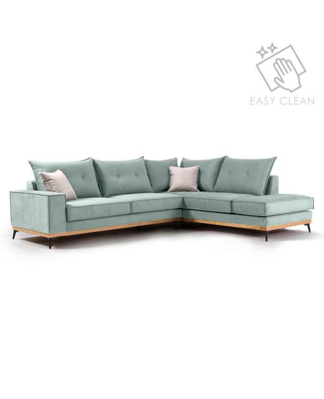 Γωνιακός καναπές αριστερή γωνία Luxury II  ύφασμα ciel-cream 290x235x95εκ