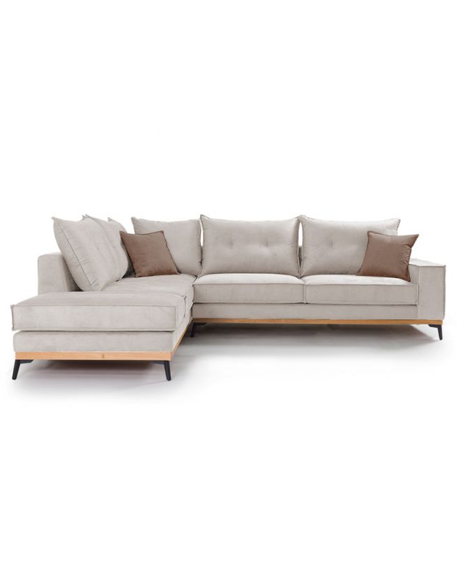 Γωνιακός καναπές δεξιά γωνία Luxury II  ύφασμα cream-mocha 290x235x95εκ