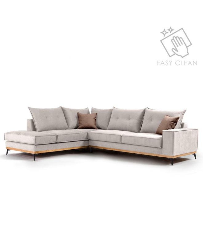 Γωνιακός καναπές δεξιά γωνία Luxury II  ύφασμα cream-mocha 290x235x95εκ