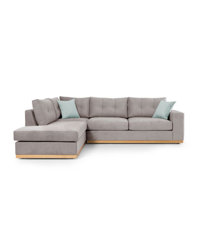 Γωνιακός καναπές δεξιά γωνία Boston  ύφασμα elephant-ciel 280x225x90εκ