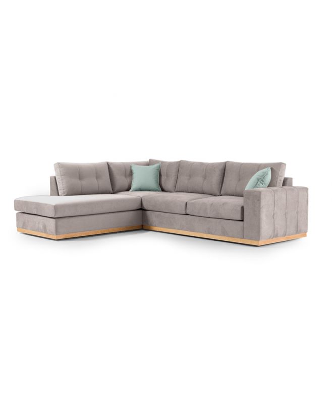 Γωνιακός καναπές δεξιά γωνία Boston  ύφασμα elephant-ciel 280x225x90εκ