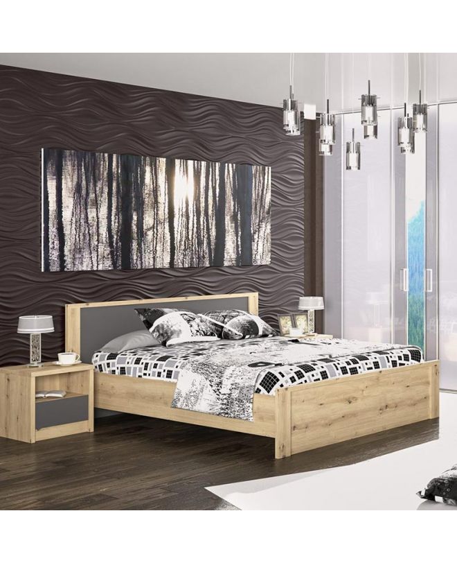 Κρεβάτι διπλό Lavinia  sonoma-ανθρακί 160x200εκ