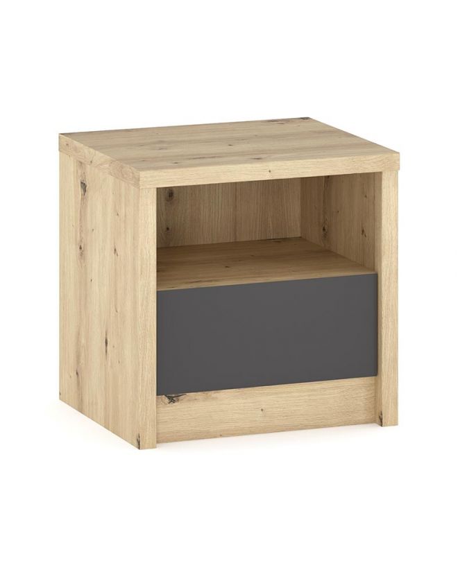 Κομοδίνο Lavinia  ανθρακί-sonoma 46.5x39.5x45.5εκ