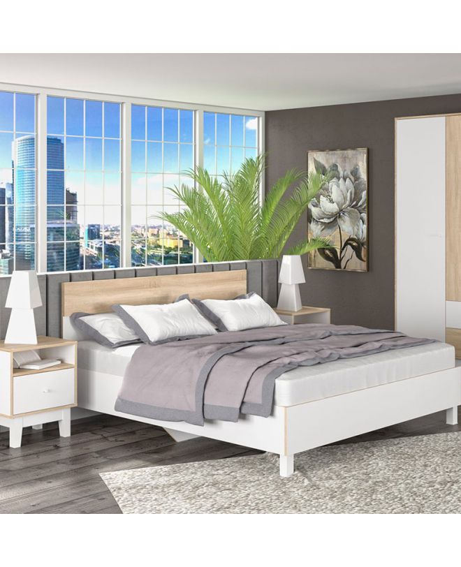 Κρεβάτι διπλό Awell  sonoma-λευκό 160x200εκ