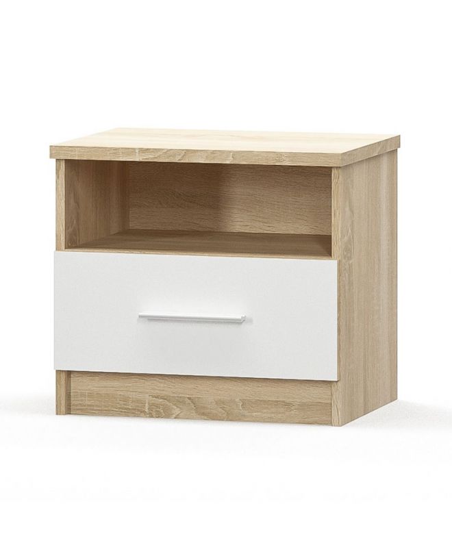 Κομοδίνο Geneva  φυσικό-λευκό 50x37x45.5εκ