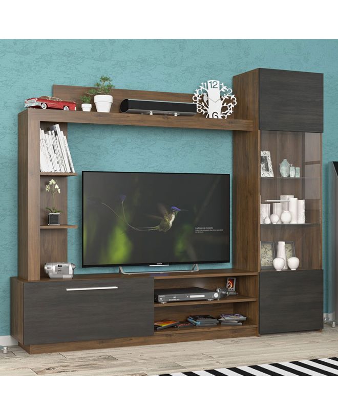 Σύνθετο σαλονιού June  καρυδί-wenge 204x35x177εκ