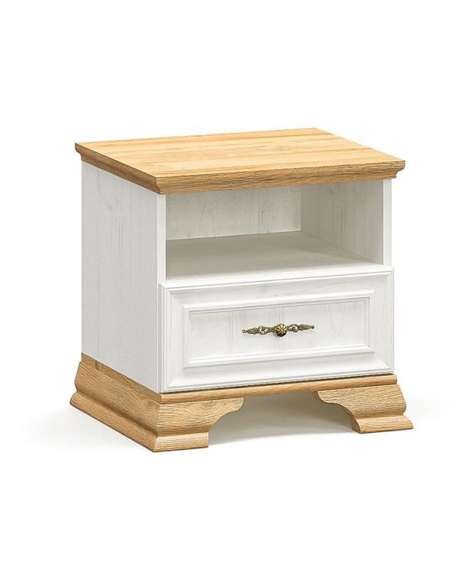 Κομοδίνο Jaden  golden oak-λευκό antique 49x41x47εκ