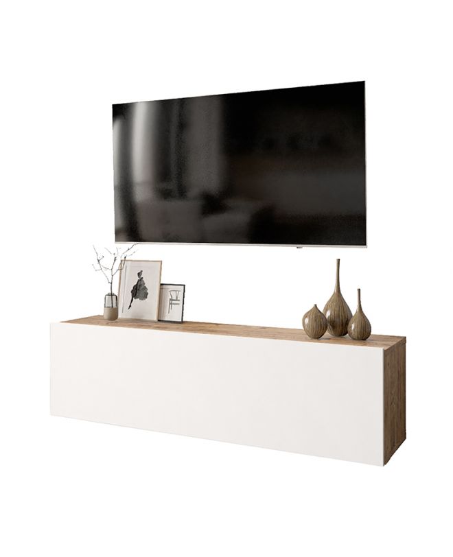 Έπιπλο τηλεόρασης επιτοίχιο Serit  λευκό-oak 100x31,5x29,5εκ