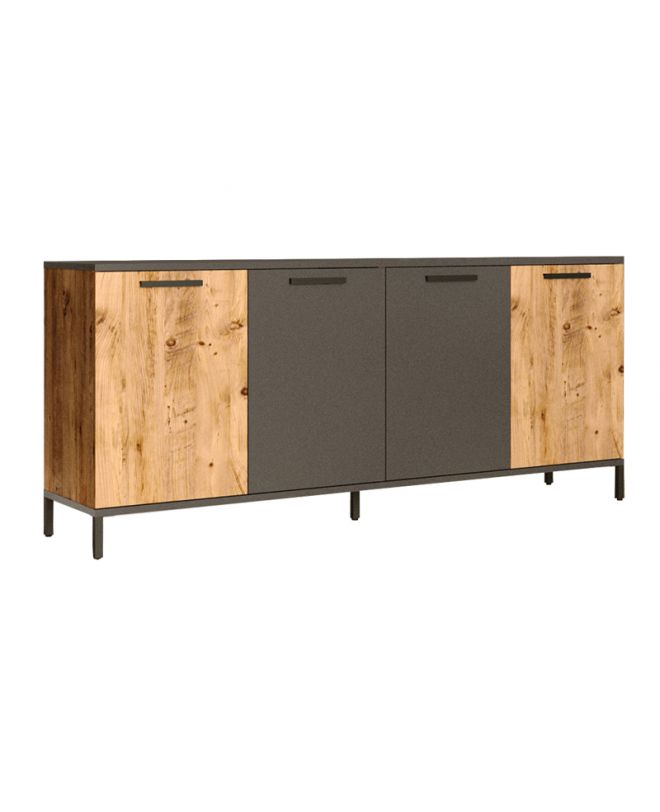 Μπουφές Kermit  ανθρακί-oak 160x40x72εκ