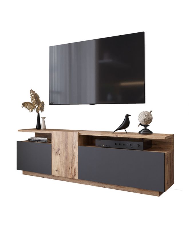 Έπιπλο τηλεόρασης Elana  sonoma-ανθρακί 150x29.5x46.3εκ