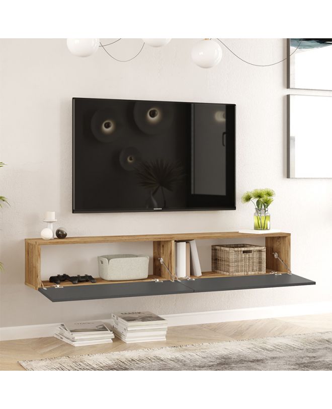 Έπιπλο τηλεόρασης επιτοίχιο Dello  ανθρακί-sonoma 180x31.6x29.6εκ