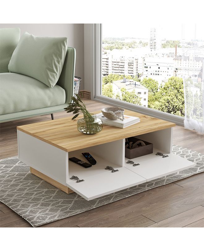 Τραπέζι σαλονιού Thunder  sonoma-λευκό 90x60x31.5εκ