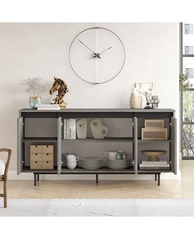 Μπουφές Jethro  ανθρακί antique-wenge 160x44.5x75.5εκ