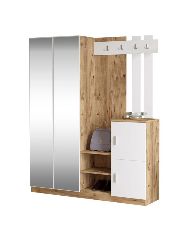 Έπιπλο εισόδου Doorse  μελαμίνης λευκό-sonoma 147.5x35x180εκ