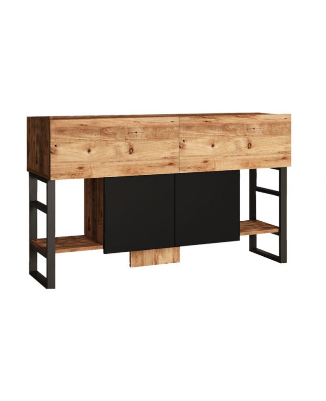 Μπουφές Jaydon  μελαμίνης φυσικό-μαύρο 139x43x83.5εκ