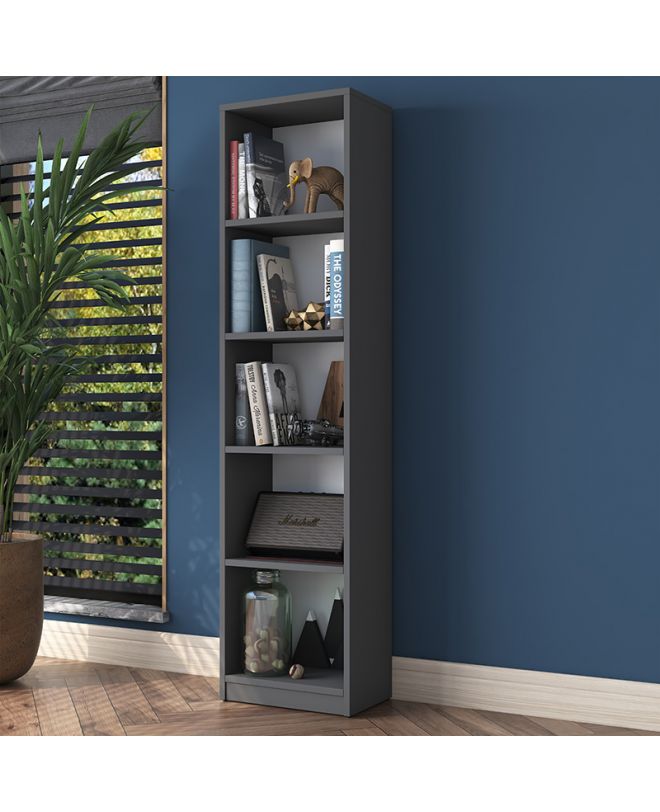 Βιβλιοθήκη Goldie  ανθρακί-λευκό 40x25x161.80εκ