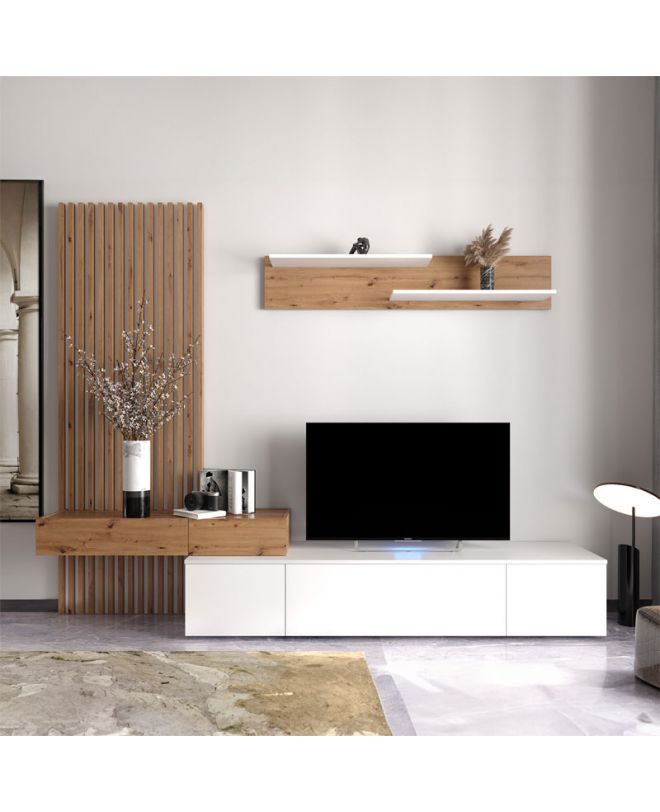 Σύνθετο σαλονιού Litende  sonoma-λευκό 249.5x42x199.5εκ