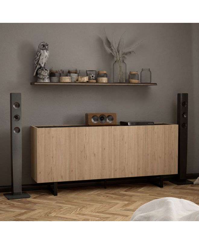 Μπουφές Kioubo  μελαμίνης oak-μαύρο 180x42x80εκ
