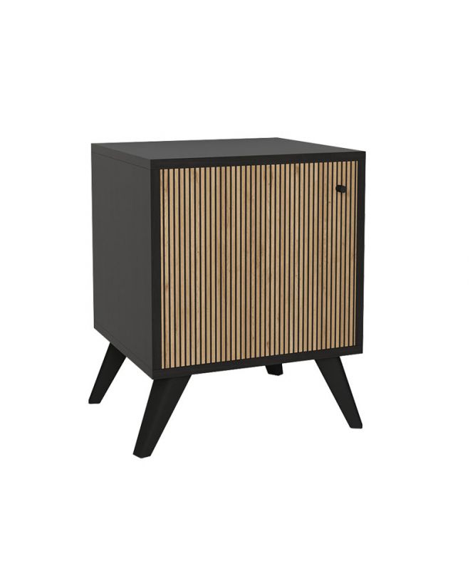 Κομοδίνο Flipter  μελαμίνης oak-μαύρο 40x40x55εκ