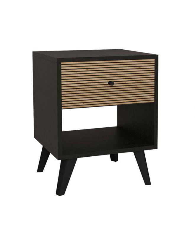 Κομοδίνο Flipter  μελαμίνης μαύρο-oak 40x40x55εκ