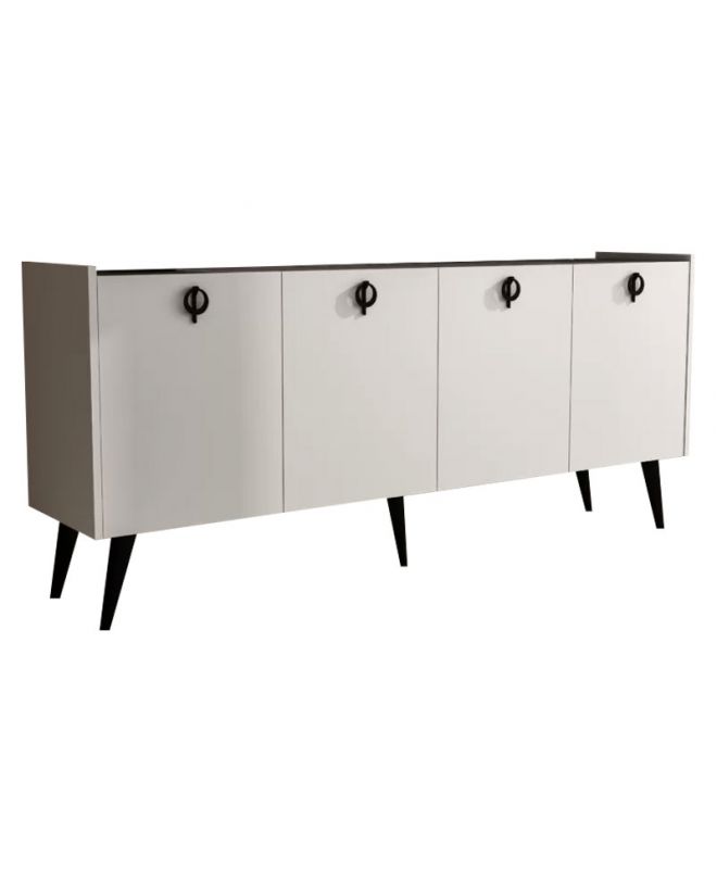 Μπουφές Jeslie  μελαμίνης λευκό-ανθρακί 180x40x79εκ