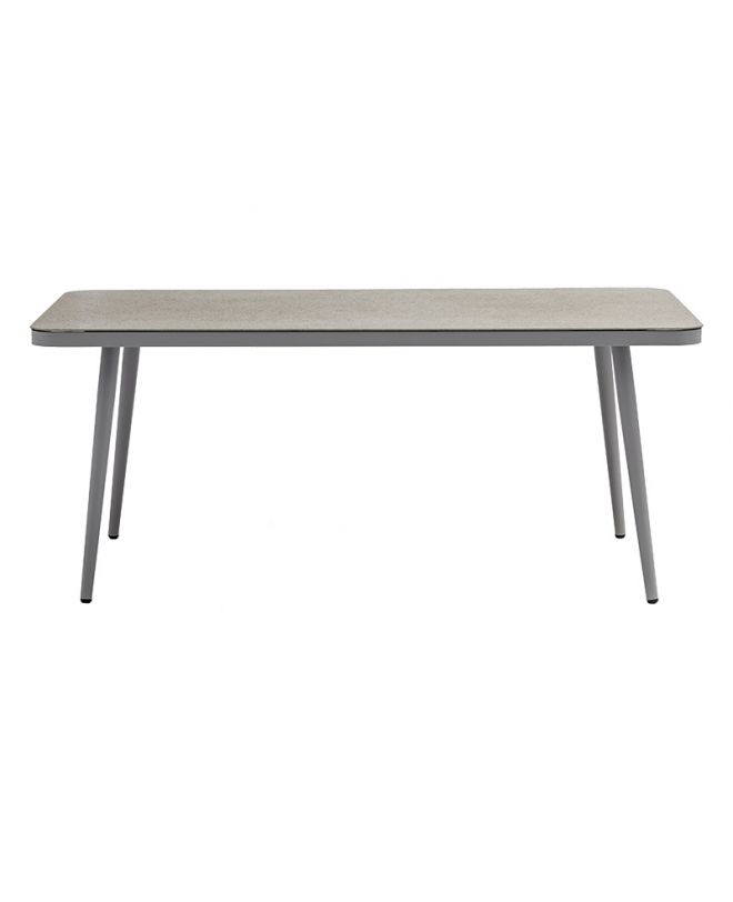 Τραπέζι Ecco  αλουμίνιο γκρι-γυαλί μπεζ 160x90x75εκ