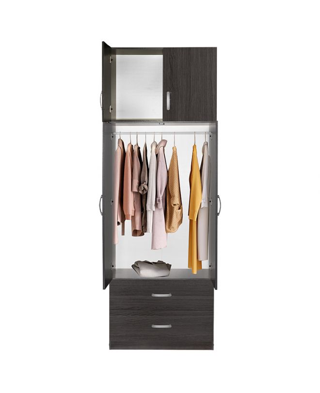Ντουλάπα δίφυλλη και πατάρι Zelia  wenge 79x42x240εκ.