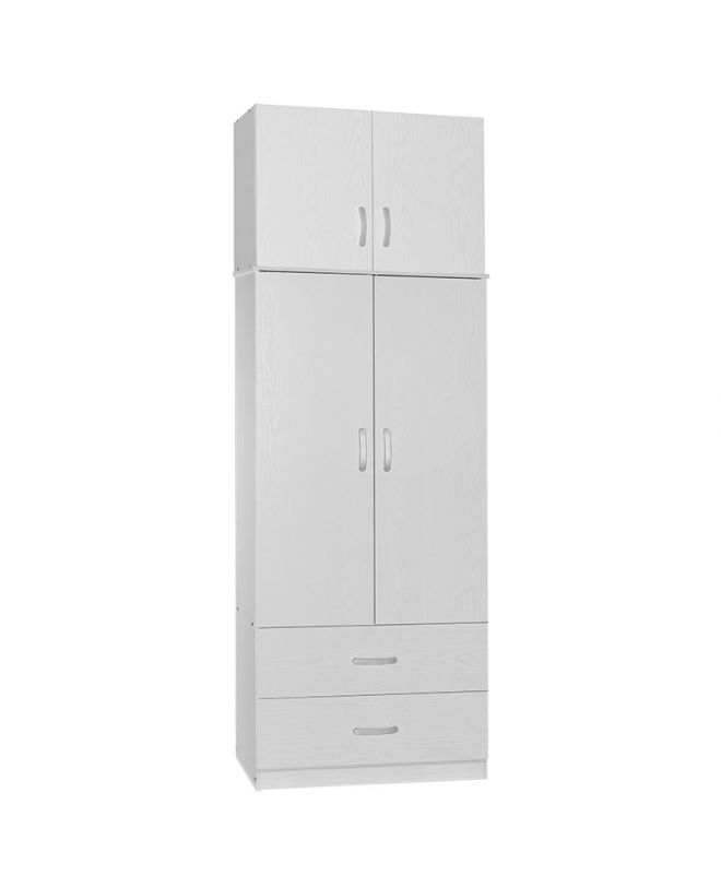 Ντουλάπα δίφυλλη και πατάρι Zelia  λευκό 79x42x240εκ.
